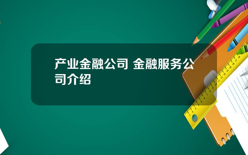 产业金融公司 金融服务公司介绍